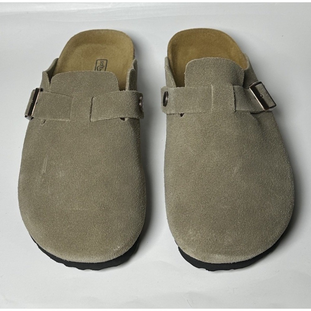 Birkenstock Boston Taupe Suede Leather Soft Footbed Clog 39 Ladies 8 Mens 6 - Picture 10 of 10